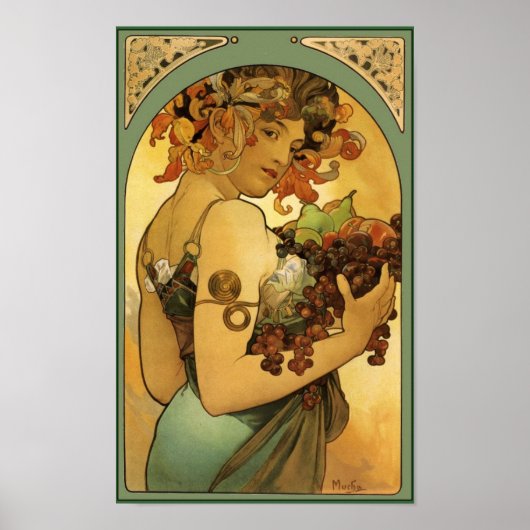 Poster Alphonse Mucha Fruit Peinture pas de frontière (Devant)