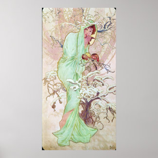 Poster Alphonse Mucha Hiver, 1896