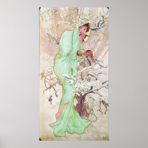 Poster Alphonse Mucha Hiver/hiver, 1896