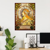 Poster Alphonse Mucha La Plume (Bureau à domicile)