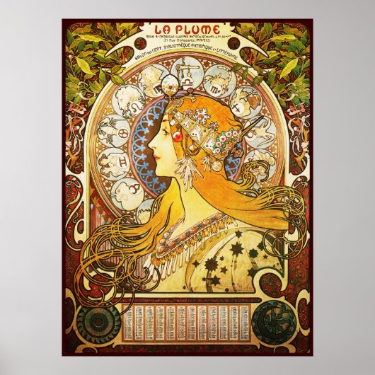 Poster Alphonse Mucha La Plume (Devant)