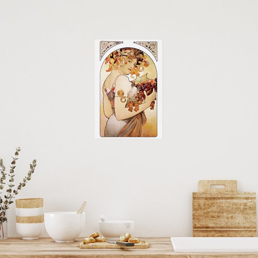 Poster Alphonse Mucha Lady Au Fruit (Cuisine)