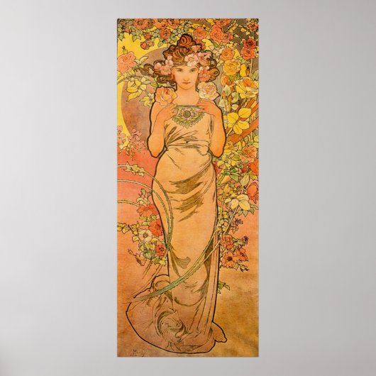 Poster Alphonse Mucha L'affiche Rose (Devant)