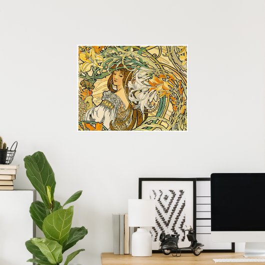 Poster Alphonse Mucha : Langue des Fleurs (Bureau à domicile)