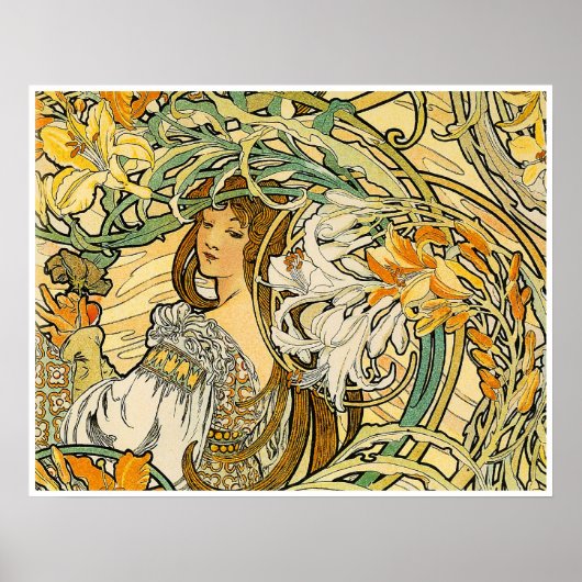 Poster Alphonse Mucha : Langue des Fleurs (Devant)