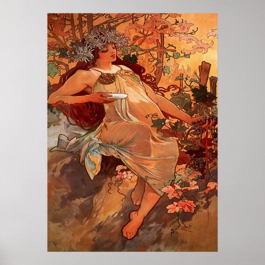 Poster Alphonse Mucha - L'Automne - Les Saisons (Devant)