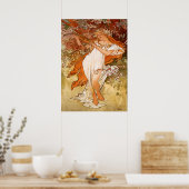 Poster Alphonse Mucha - Le printemps - Les saisons (Cuisine)