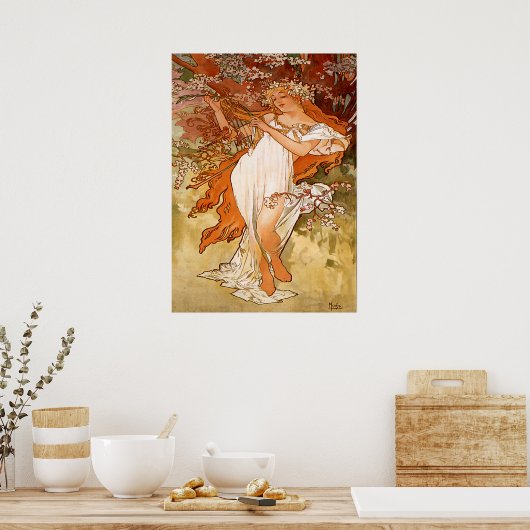 Poster Alphonse Mucha - Le printemps - Les saisons (Cuisine)