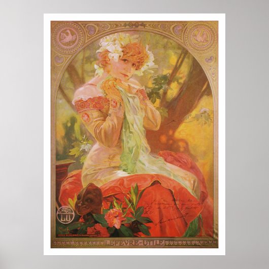 Poster Alphonse Mucha. Lefevre-Utile, Sarah Bernhardt (Devant)