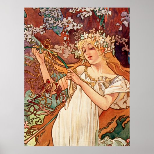Poster Alphonse Mucha, Les Saisons (1896) Printemps (Devant)