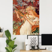 Poster Alphonse Mucha, Les Saisons (1896) Printemps (Bureau à domicile)