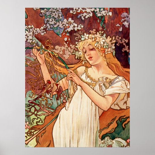 Poster Alphonse Mucha, Les Saisons (1896) Printemps (Devant)