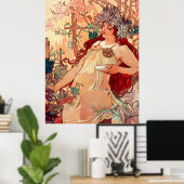 Poster Alphonse Mucha, Les Saisons, Automne (1896) (Bureau à domicile)