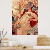 Poster Alphonse Mucha, Les Saisons, Automne (1896) (Cuisine)