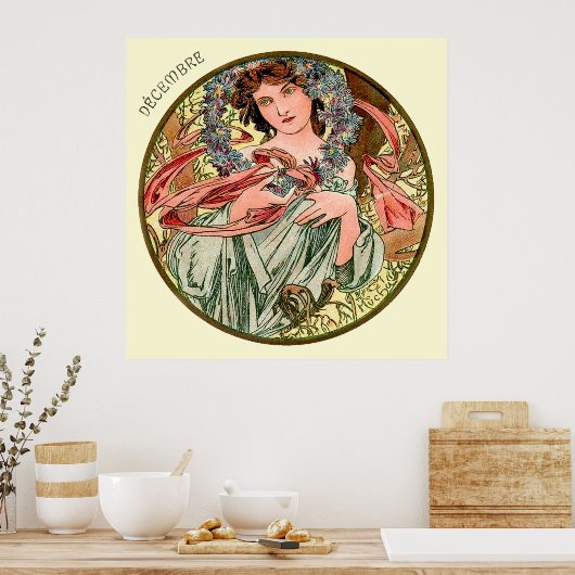Poster Alphonse Mucha Mois De Décembre (Cuisine)