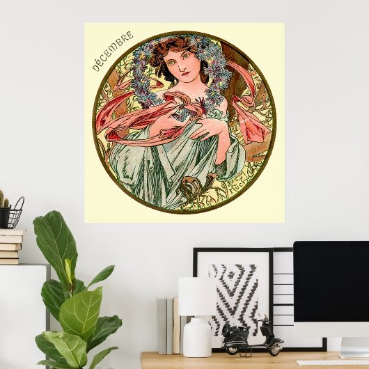 Poster Alphonse Mucha Mois De Décembre (Bureau à domicile)