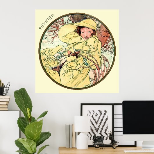 Poster Alphonse Mucha Mois De Février (Bureau à domicile)