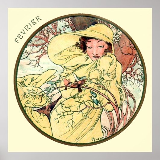 Poster Alphonse Mucha Mois De Février (Devant)