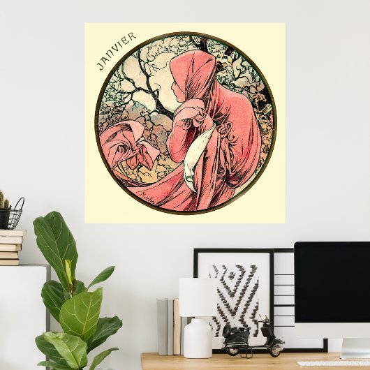 Poster Alphonse Mucha Mois De Janvier (Bureau à domicile)