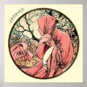 Poster Alphonse Mucha Mois De Janvier (Devant)