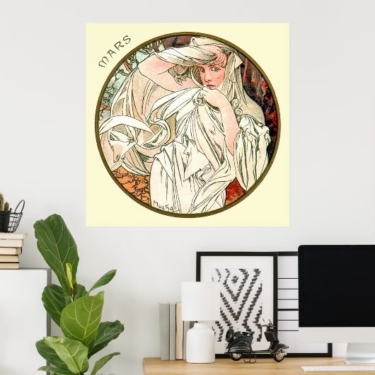 Poster Alphonse Mucha Mois De Mars (Bureau à domicile)