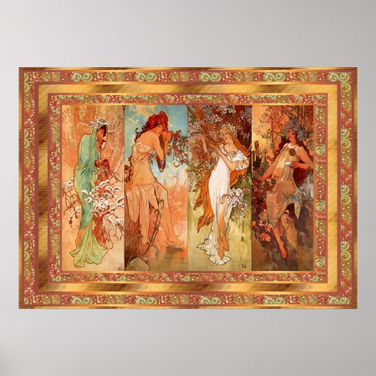 Poster  Alphonse Mucha Panel Art Nouveau (Voorkant)