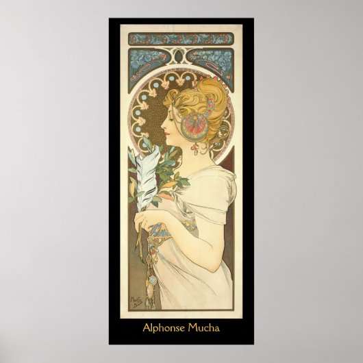 Poster Alphonse Mucha Peinture sur noir (Devant)