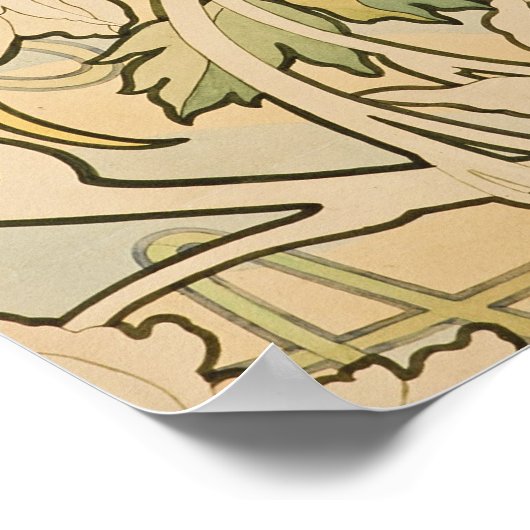 Poster Alphonse Mucha Peonies Peony Roses Fawn 1897 (Coin)