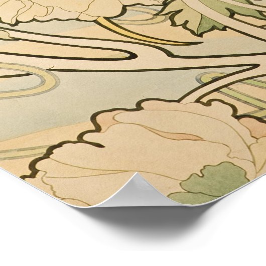 Poster Alphonse Mucha Peonies Peony Roses Fawn 1897 (Coin)