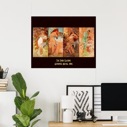 Poster Alphonse Mucha, Quatre Saisons (Bureau à domicile)