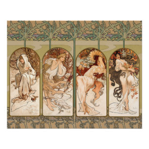 Poster Alphonse Mucha Quatre Saisons Panneau Art nouveau