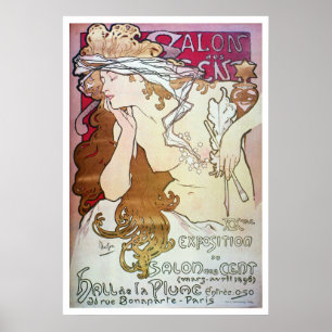Poster Alphonse Mucha. Salon Des Cent, 1896