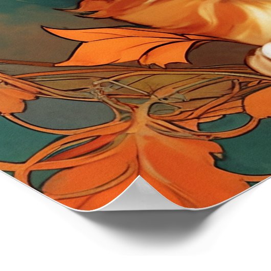 Poster Alphonse Mucha Style Chat orange (Coin)