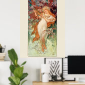 Poster Alphonse Mucha, The Seasons (1896) Spring (Bureau à domicile)