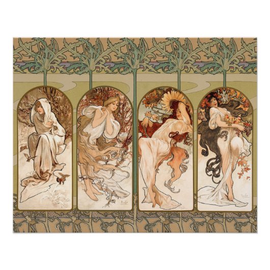 Poster Alphonse Mucha The Seasons 1897 Art Nouveau (Devant)