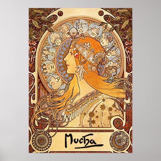 Poster Alphonse Mucha - Zodiac (Devant)