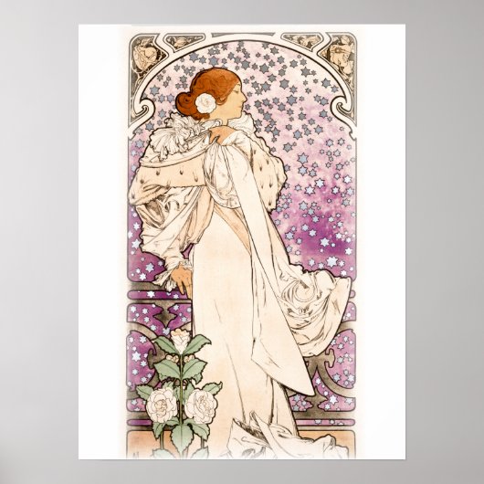 Poster Alphonse Mucha | Zodiaque | La dame, aux camelias (Devant)