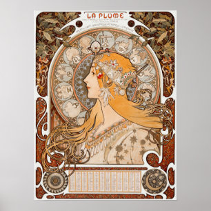 Poster Alphonse Mucha   Zodiaque   La Plume -ca.1896–1897