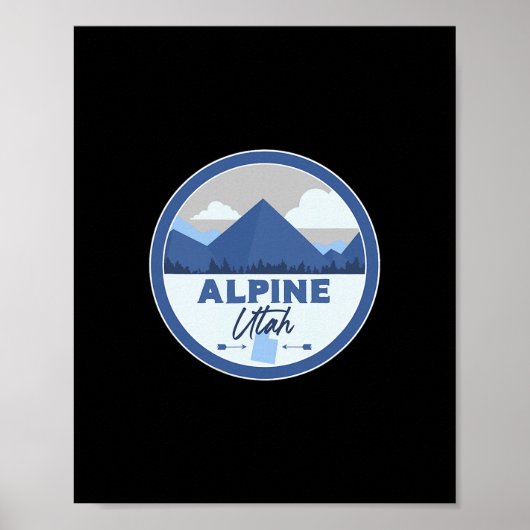 Poster Alpine Utah Ut Mountains Badge Hiking Souvenir  (Devant)