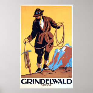 Poster Alpiniste à Grindelwald, Suisse