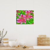 Poster Alstroemeria rose Fleurs Lily Style Aquarelle (Cuisine)