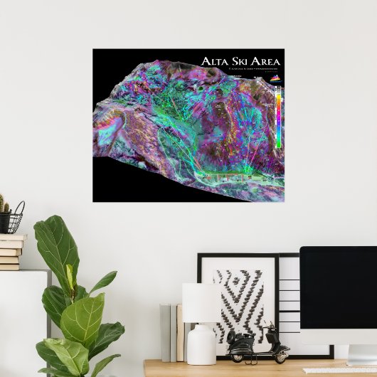 Poster Alta Ski Area 3dSkiMaps (Bureau à domicile)