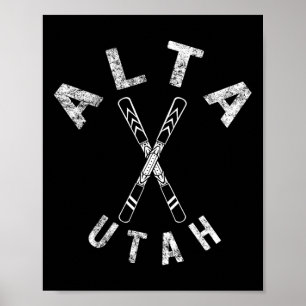 Poster Alta Ski Utah Souvenir Skieur Ski Snowboarding M
