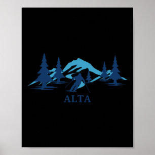 Poster Alta Wyoming Station de ski Skieur