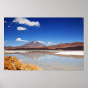 Poster Altiplano landscape with volcano in Bolivia