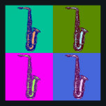 Poster Alto Saxophone Pop Art<br><div class="desc">Images vintage,  art et éphémère remasterisées en vêtements,  art et accessoires uniques. Toutes sortes de dessins,  y compris des étiquettes,  des publicités,  des oeuvres d'art et des coupes de bois transformés en t-shirts,  bijoux,  affiches,  etc.</div>