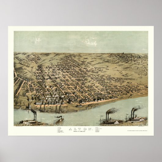 Poster Alton, IL Carte panoramique - 1867 (Devant)