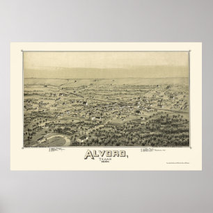 Poster Alvord, TX Carte panoramique - 1890
