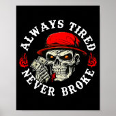 Poster Always Tired Never Broke Funny Skull (on Back)  (Devant)