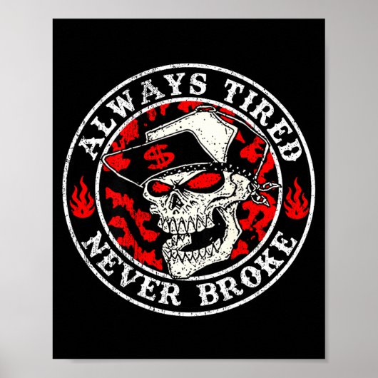 Poster Always Tired Never Broke Skull (on Back) (Devant)
